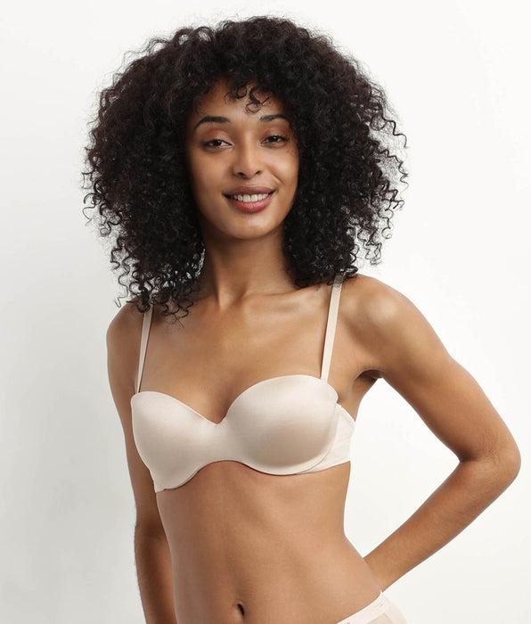 DIM Bandeau BH met afneembare bandjes in nude microvezel DIM