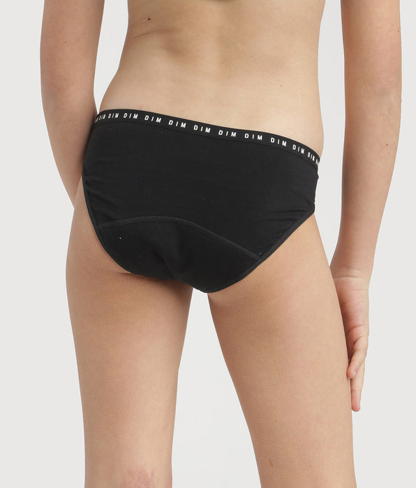 DIM Slip menstruel fille coton bio Noir Flux très abondant Dim My Protect