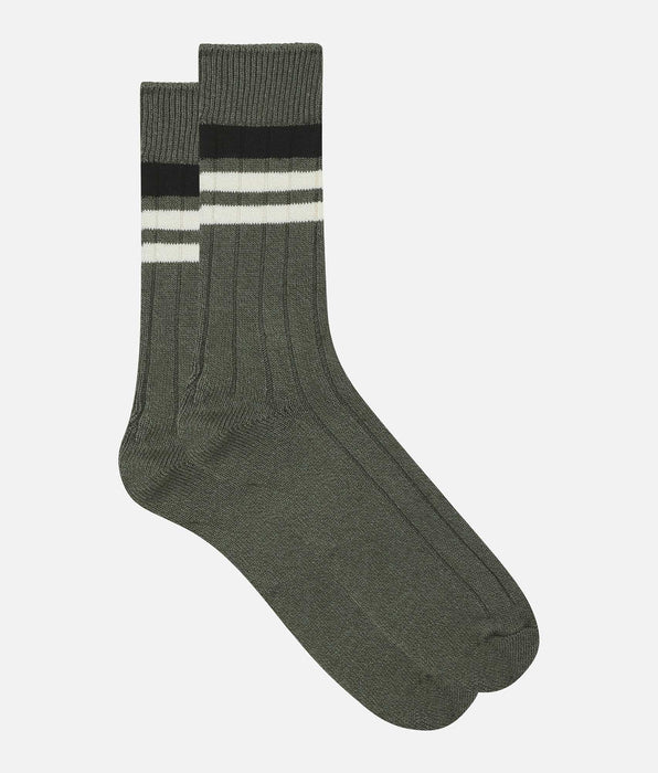 DIM Chaussettes homme olive à rayures Bambou