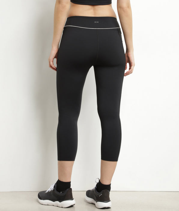 DIM Legging de sport court pour femme en microfibre noire Dim Move