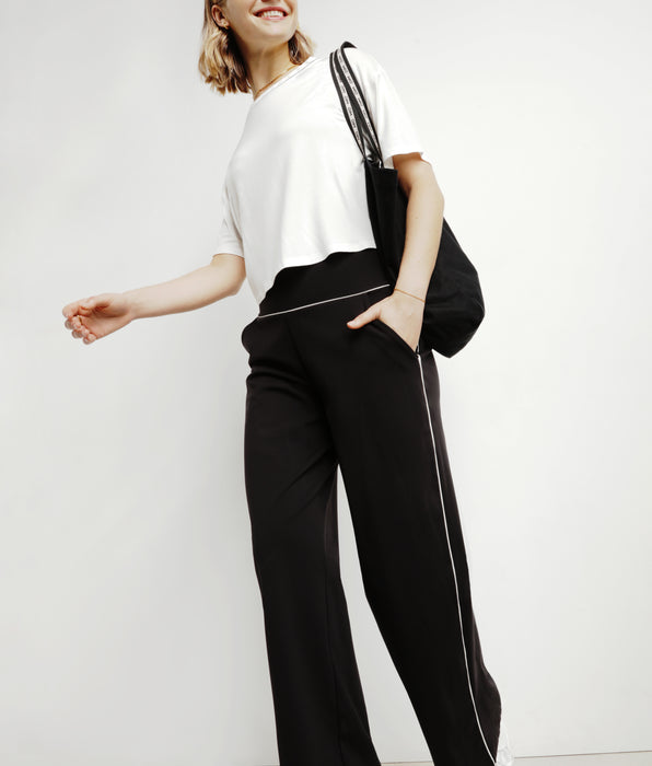 DIM Pantalon de sport large pour femme en jersey stretch Noir Dim Move