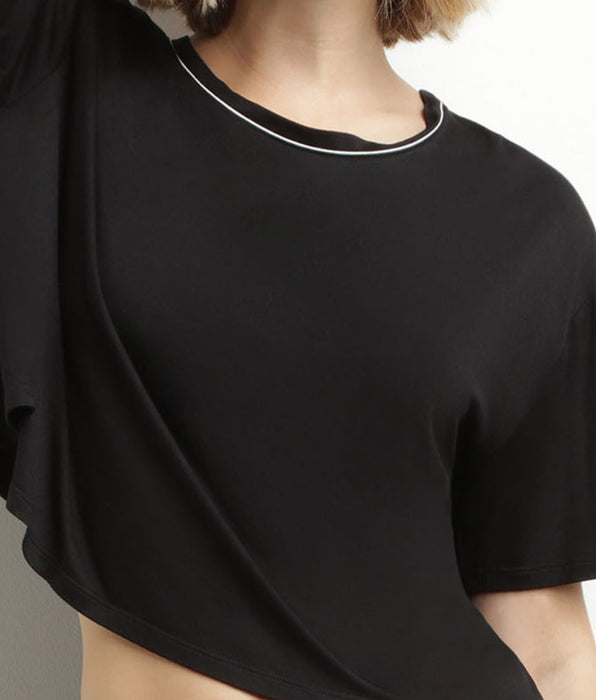 DIM Dames sport T-shirt in zwart viscose met open rug DIM Move