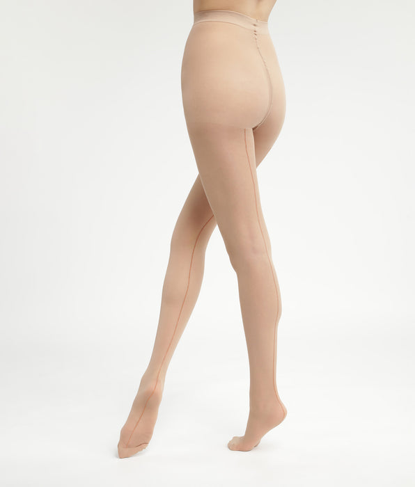 DIM Transparante panty's in beige met koperen rand DIM Style