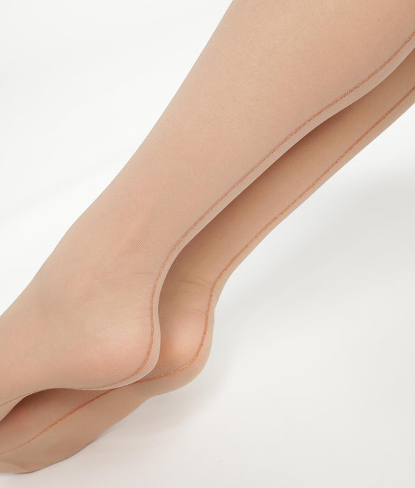 DIM Transparante panty's in beige met koperen rand DIM Style