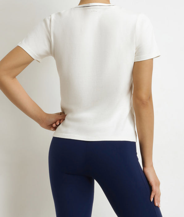 DIM T-shirt de sport femme thermorégulateur en jersey Écru Dim Move