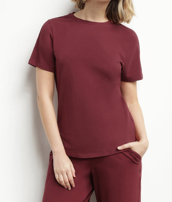 DIM Thermoregulerend sport T-shirt voor dames in bordeaux jersey DIM Move
