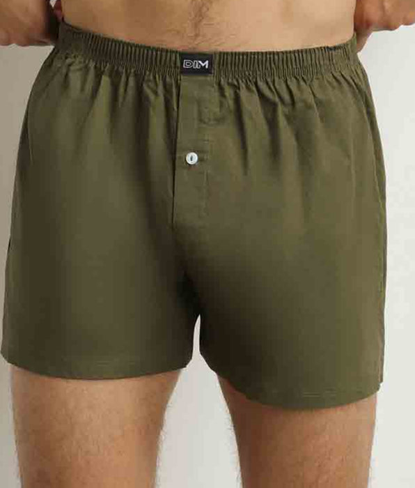 DIM Lot de 2 caleçons homme Beige rayé Vert Coton Stretch