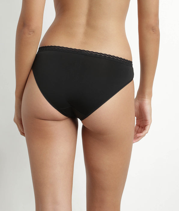 DIM Culotte femme en microfibre et ceinture en tulle Noir Daily Micro