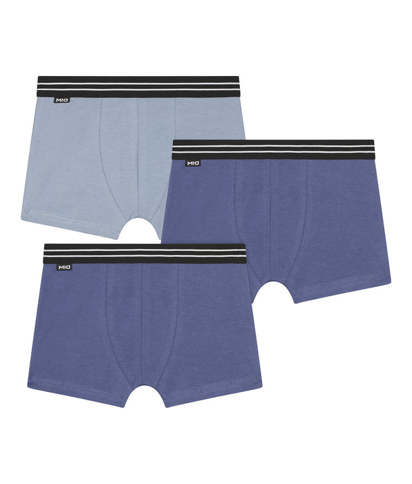 DIM Lot de 3 boxers garçon en coton stretch Bleu Ecodim