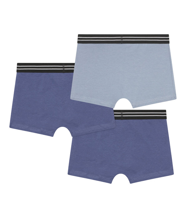 DIM Lot de 3 boxers garçon en coton stretch Bleu Ecodim
