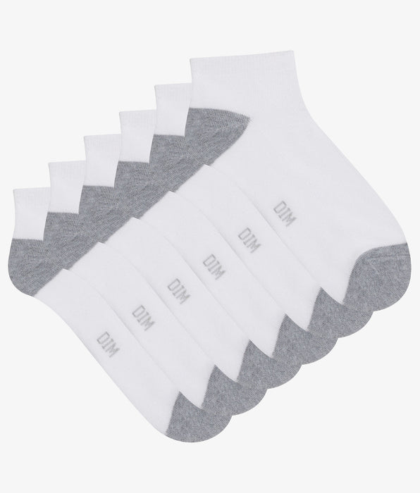 DIM Lot de 3 paires de socquettes femme en coton Blanc Gris EcoDim Sport