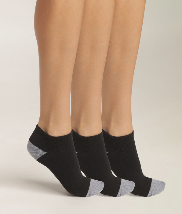 DIM Set van 3 paar zwarte en grijze katoenen damessokken EcoDim Sport