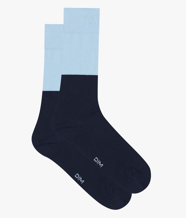 DIM Chaussettes homme en coton effet colorblock Marine et Bleu Dim Mode