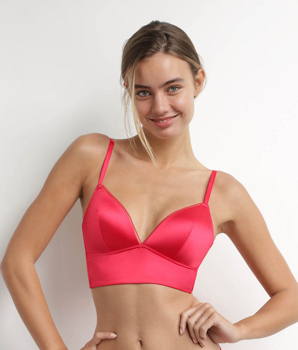 DIM Soutien-gorge triangle ampliforme microfibre satinée Rouge Dim Chéri