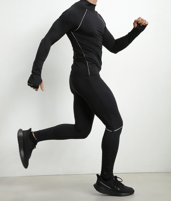 DIM Heren sporttop met hoge kraag in zwarte microvezel DIM Move