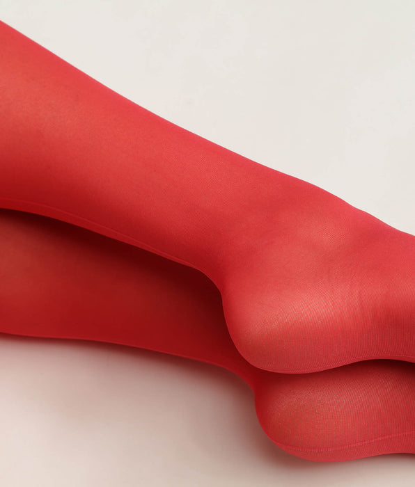 DIM Collant femme Rouge transparent avec trait contrasté Dim Style