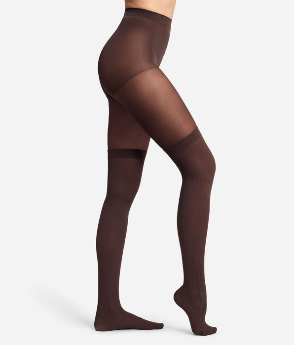 DIM Collant fantaisie effet trompe-l’œil chocolat 25/45D Style