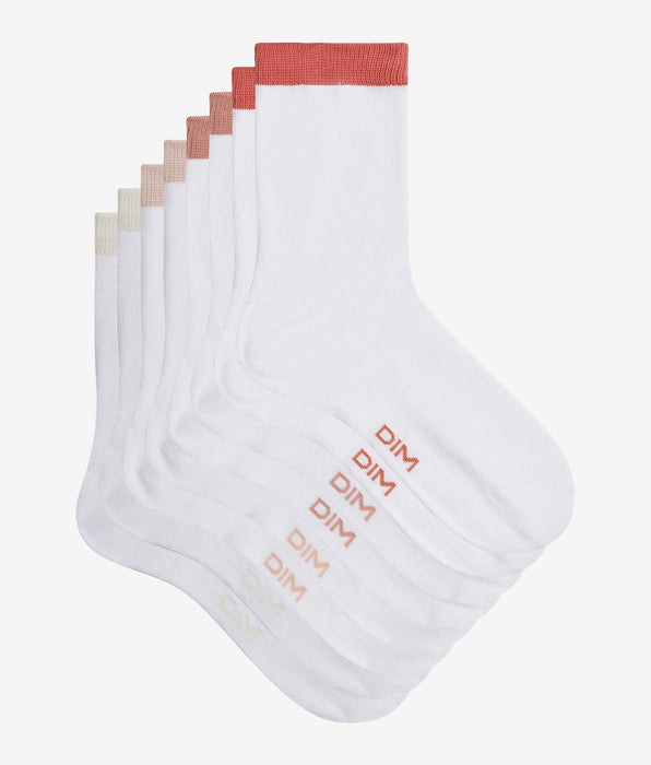 DIM Lot de 4 paires de chaussettes femme Blanc EcoDim Mode