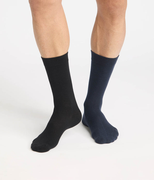 DIM Lot de 2 chaussettes homme coton bleu profond Thermo