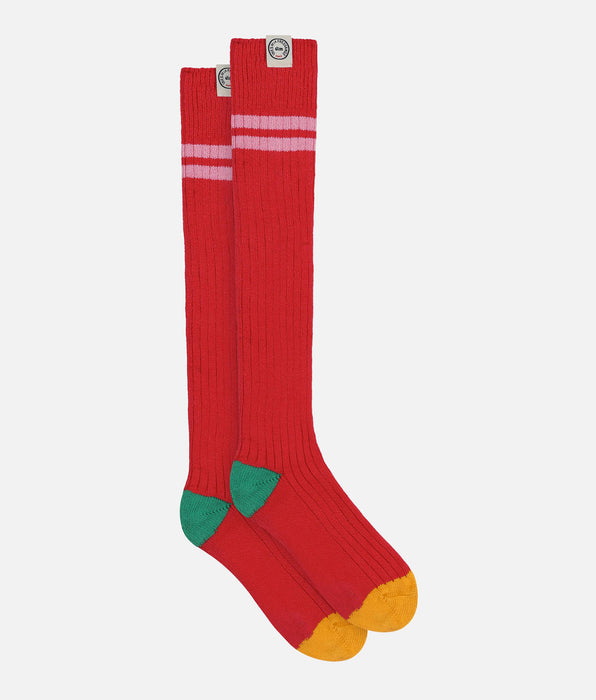 DIM Hoge colorblock damessokken Red Dim x Inès de La Fressange