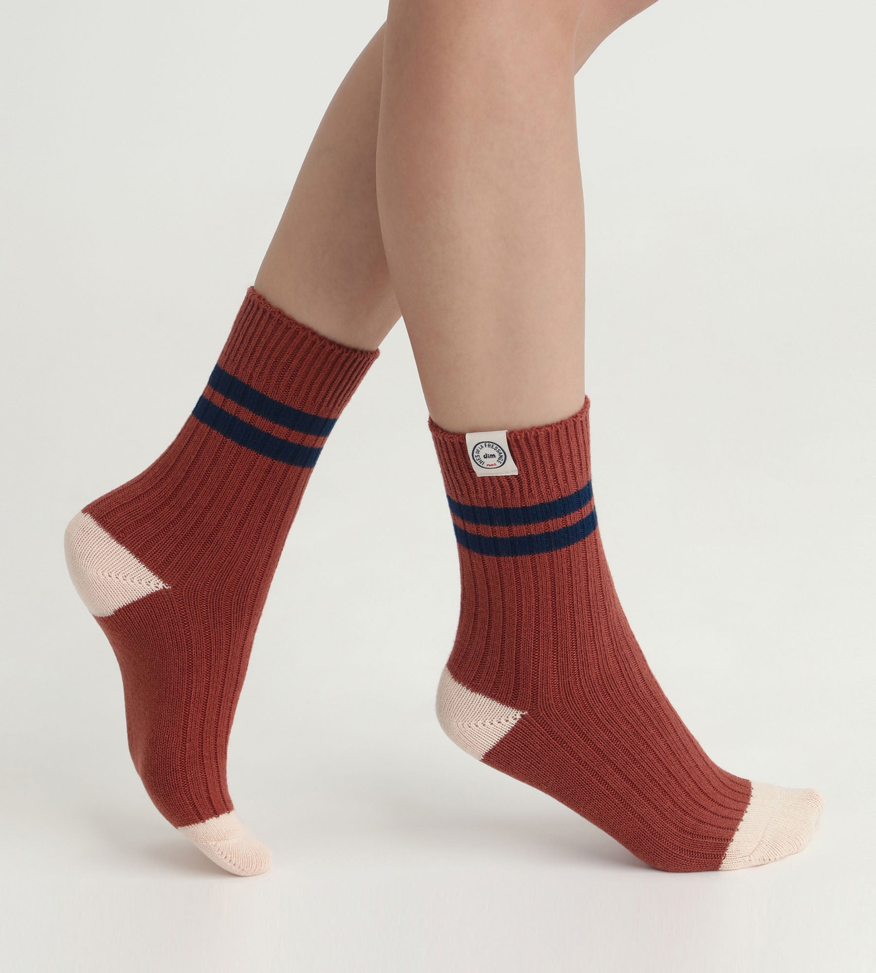 Chaussettes femme colorblock Marron Dim x Ines de La Fressange