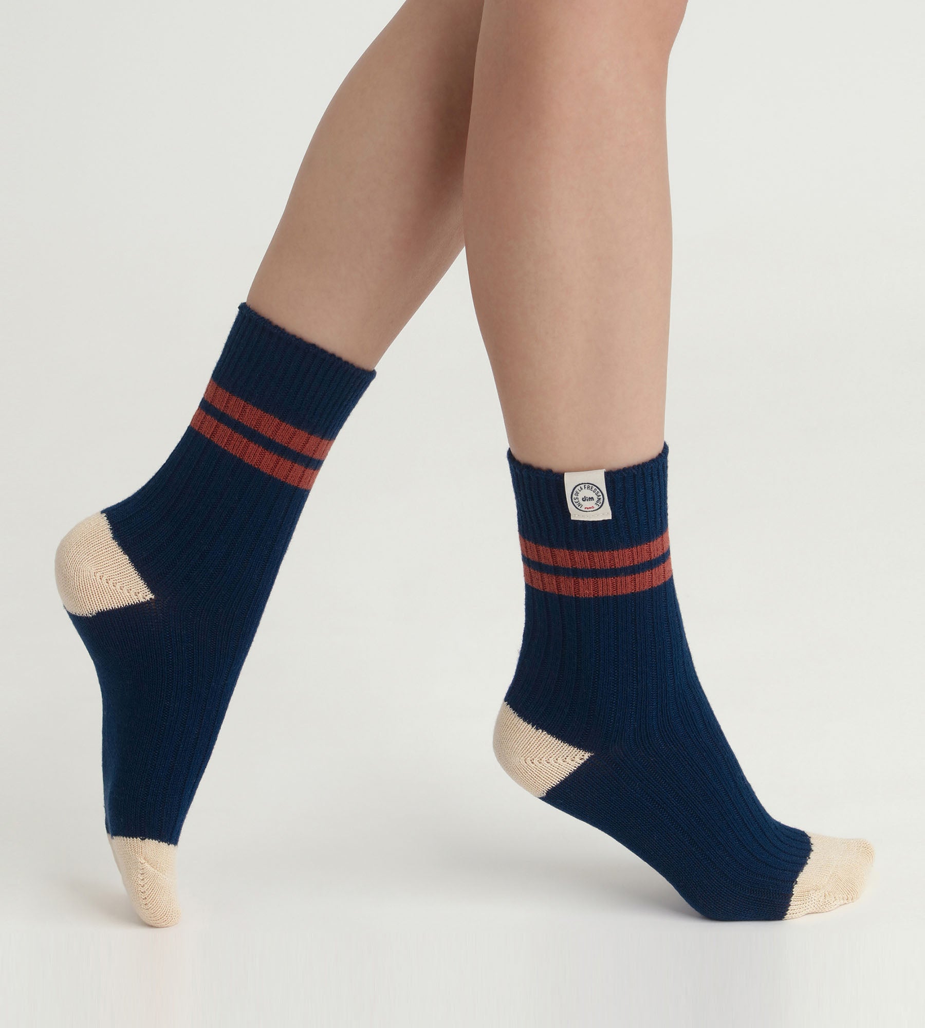 Chaussettes femme colorblock Bleu Dim x Ines de La Fressange