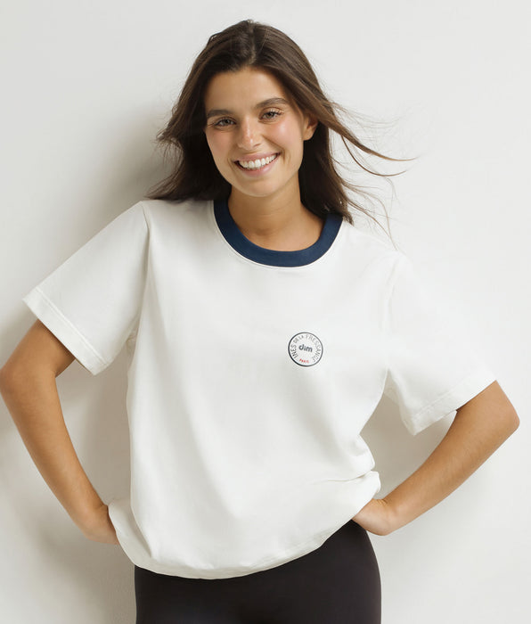 DIM Dames-T-shirt parelmoerblauw Dim x Inès de La Fressange