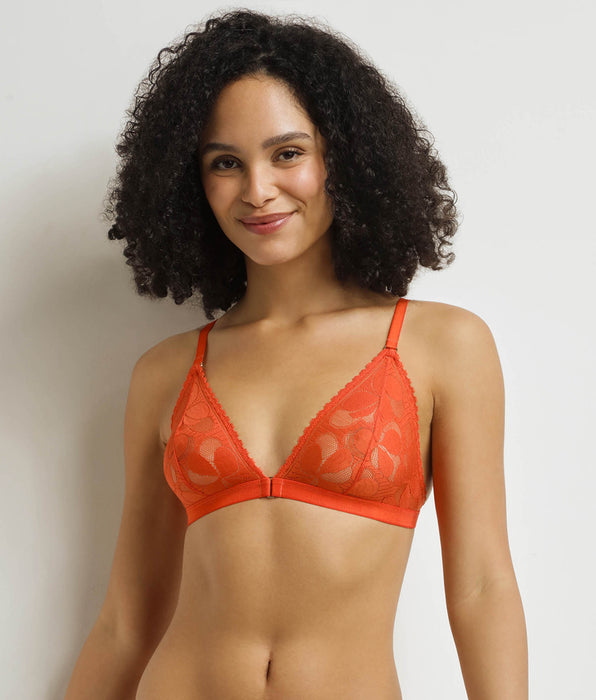 DIM Soutien-gorge triangle sans armatures Orange Art Flowers