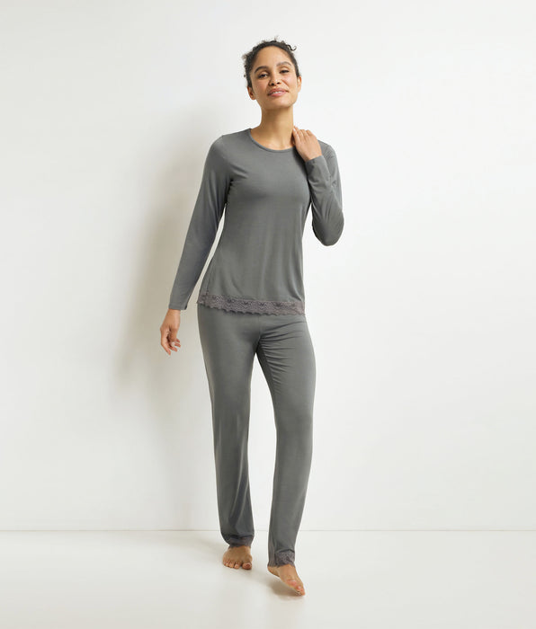 DIM Pyjamabroek voor dames Grijs met kant Don't Disturb