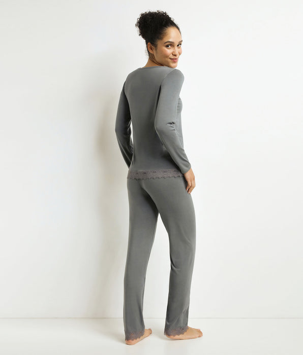 DIM Pyjamabroek voor dames Grijs met kant Don't Disturb