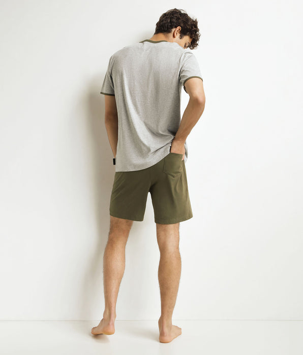 DIM Ensemble pyjama short homme Kaki Gris Dim Jersey