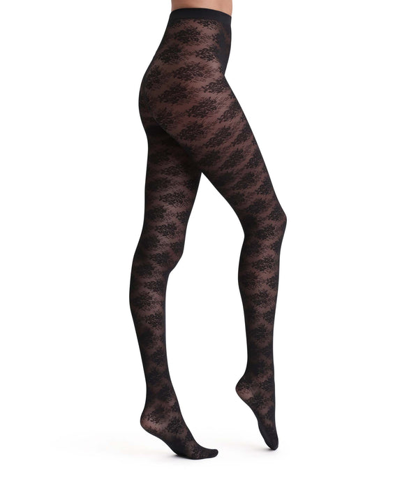 DIM Zwarte panty met bloemenboeket Dim Style