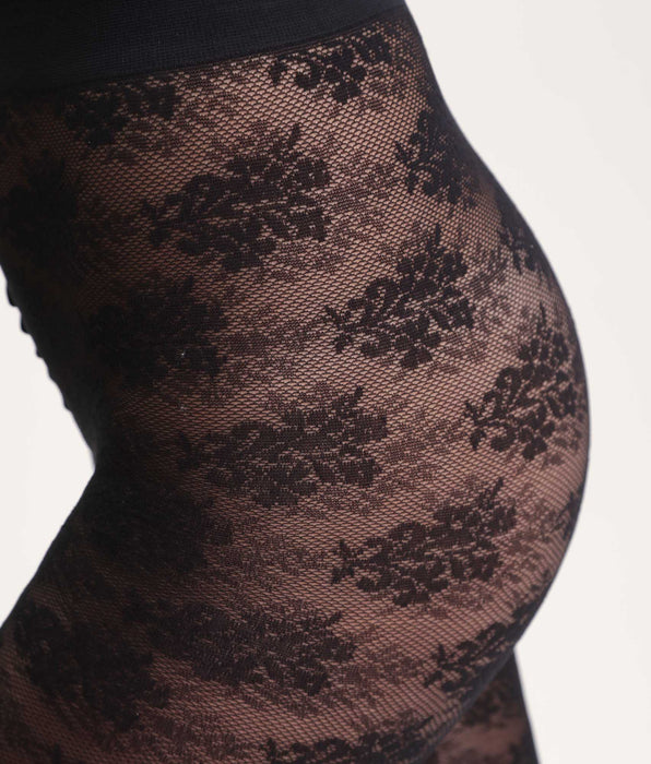 DIM Zwarte panty met bloemenboeket Dim Style