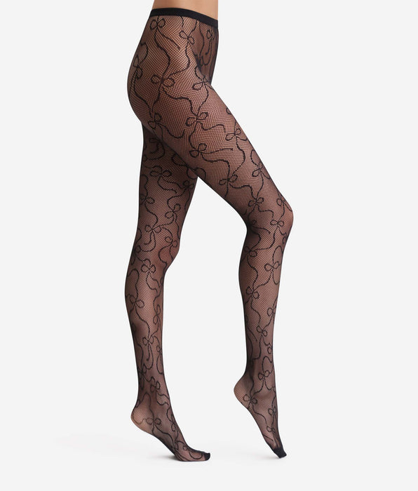 DIM Collant noir à noeuds Dim Style