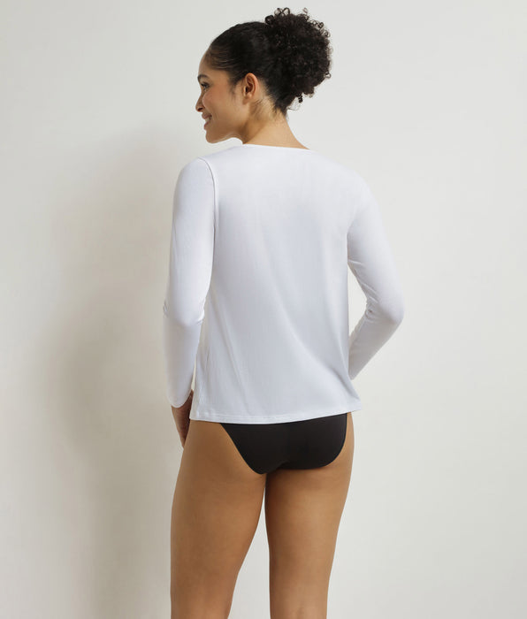 DIM T-shirt femme en coton à manches longues Blanc Dim Thermal