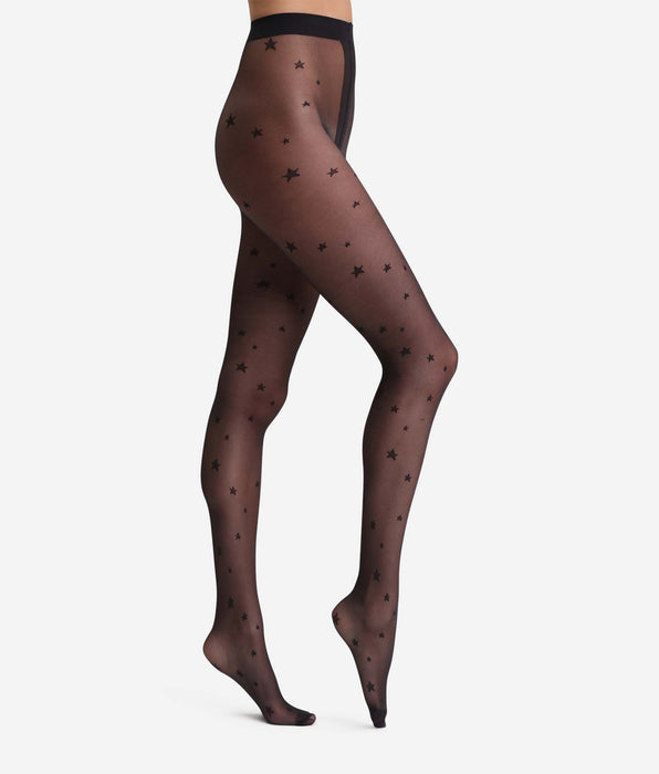 DIM Zwarte panty met sterrenpatroon Dim Style