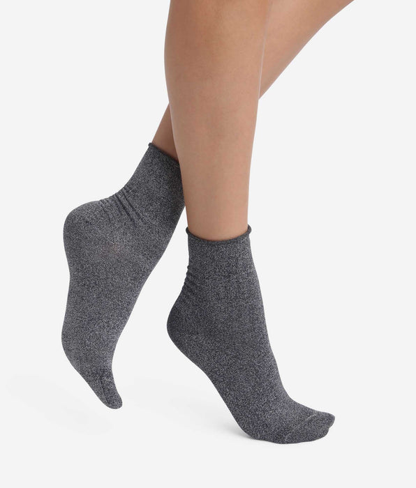 DIM Lot de 2 paires de chaussettes femme lurex Noir Dim Mode
