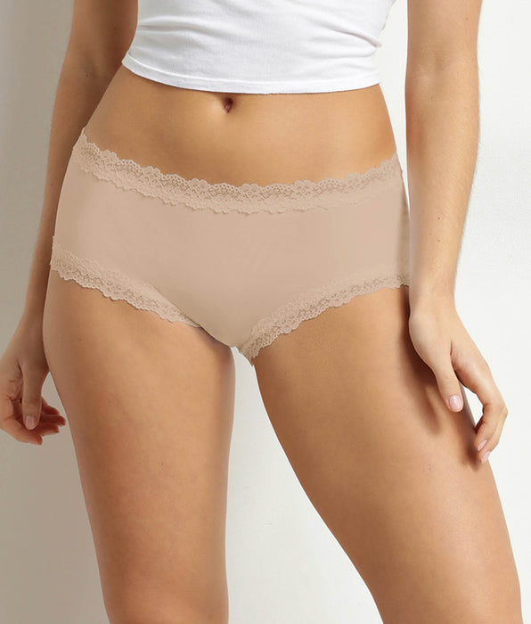 DIM Damesboxershort van microvezel en kant Nude Dim