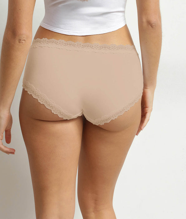 DIM Damesboxershort van microvezel en kant Nude Dim
