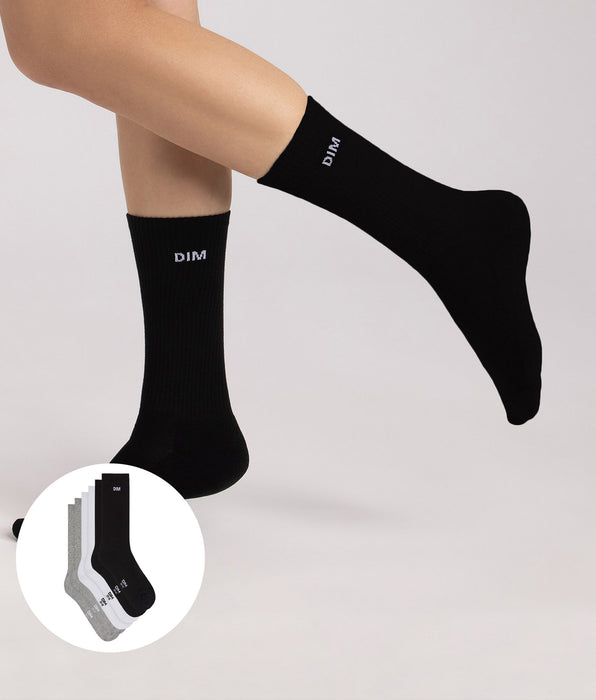 DIM Set van 3 Original sportkousen voor dames in zwart, wit en grijs