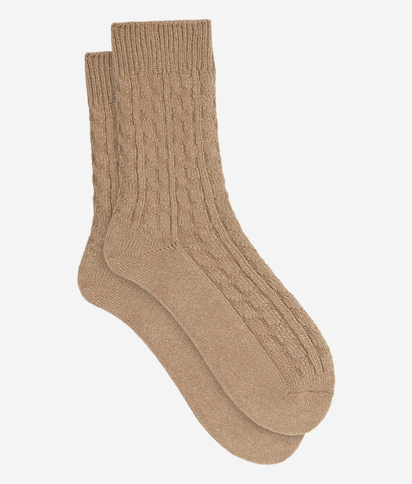 DIM Beige geribbelde sokken van La Mode