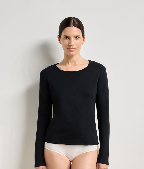 DIM Body manches longues coton gratté noir Thermal