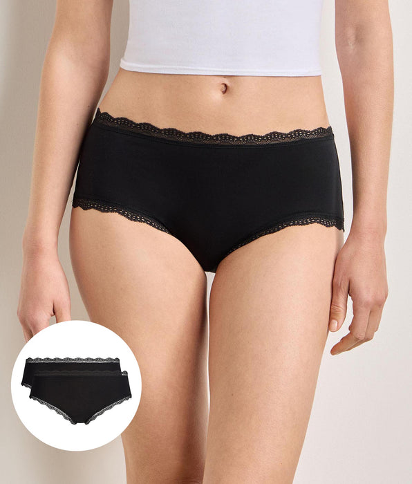 DIM Set van 2 zwarte Daily Coton Dentelle-shorty's

