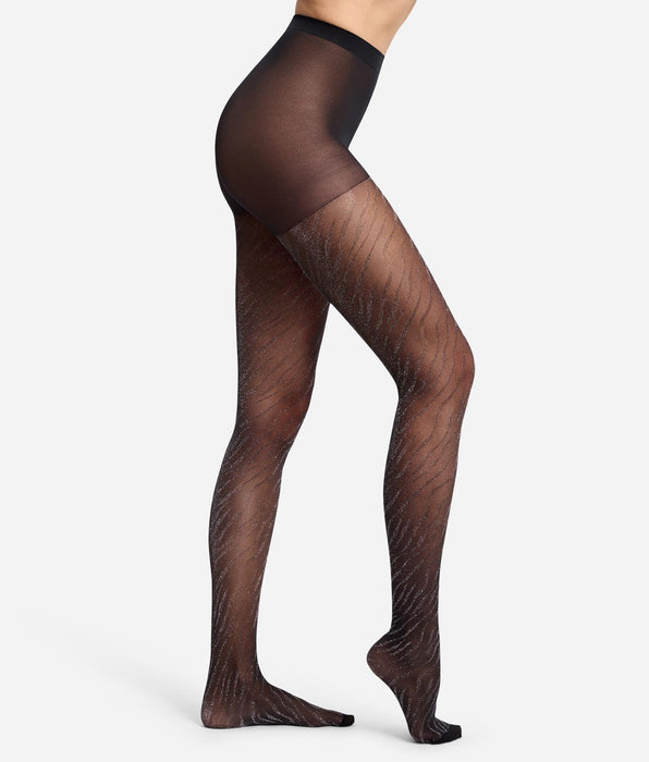 DIM Collant fantaisie Nocturne noir Style