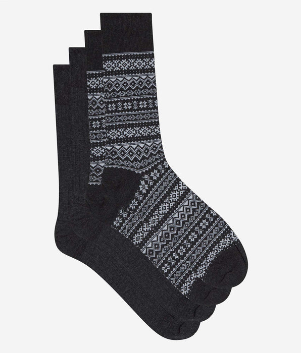 DIM Lot de 2 chaussettes homme anthracite Coton Fancy