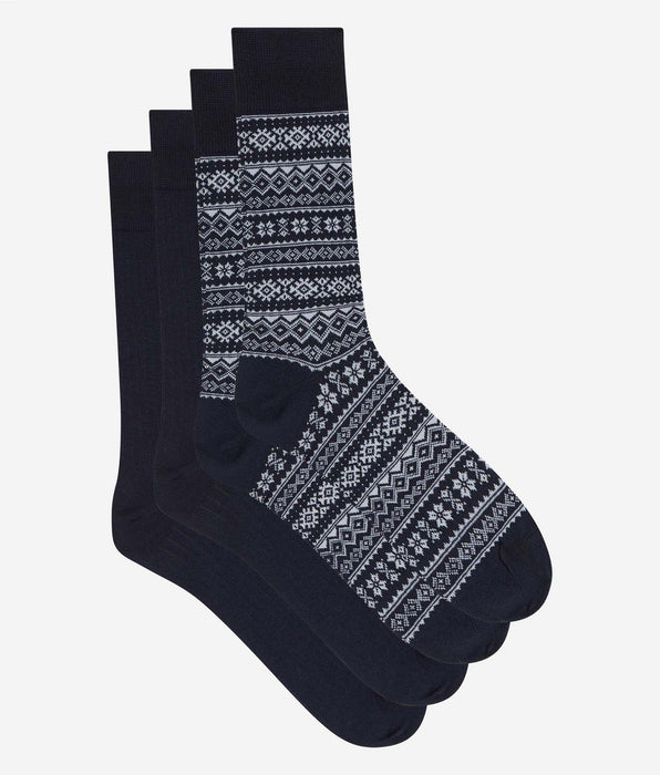 DIM Set van 2 herensokken in marineblauw, navy blue Coton Fancy