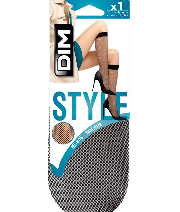 DIM Mi-bas noir résille 84D Madame so Dim