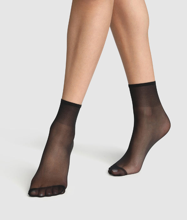 DIM Lot de 2 socquettes noires irisées Sublim 14D