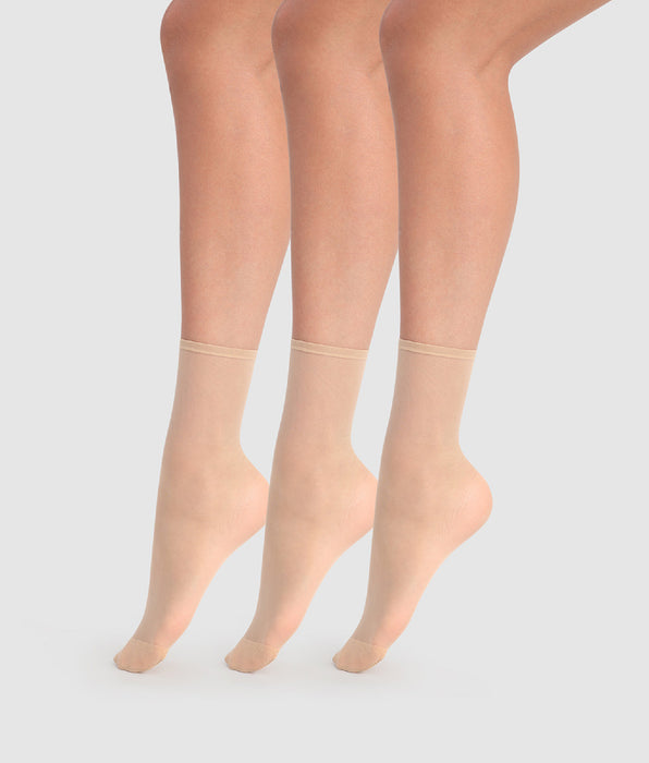 DIM Lot de 3 socquettes transparentes capri Beauty Resist 20D