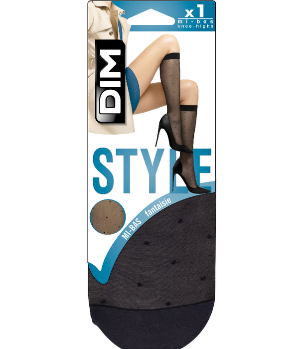 DIM Mi-bas noir Effet plumetis 15D Madame So DIM